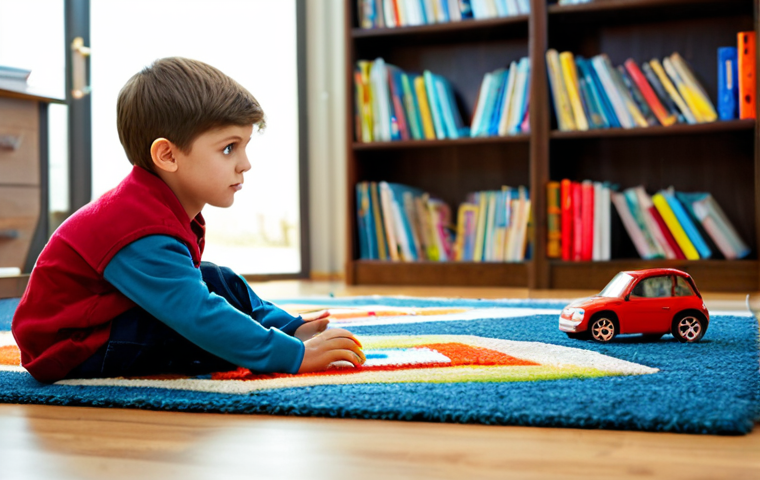 아동상담사 실무 지식 중요성 - **Prompt:** A warm, inviting scene in a child psychologist's office. A young boy, around 7 years old...