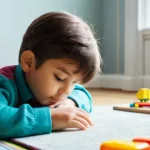Home 17 아동상담사 이직 준비 과정 - **Individual Play Therapy Session:** A warm, brightly lit children's therapy room with colorful, age...