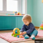 Home 19 아동상담사 실무 팁 - A warm, inviting therapy room in a Russian family home setting, showing a young preschool-aged child...